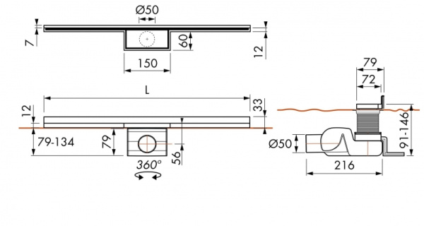 Сливной канал для душа Roca 276128000