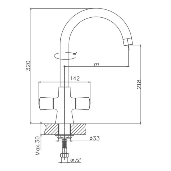 Смеситель для кухни Cron CN70866 Смеситель для кухни Cron CN70866