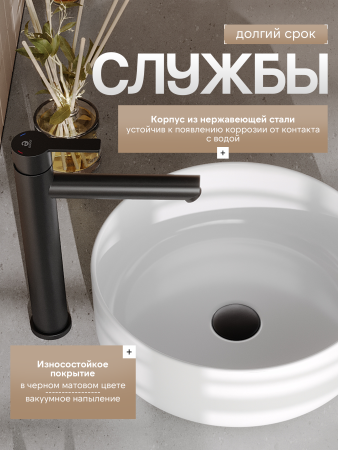 Смеситель для накладной раковины однорычажный высокий Agger Easy A3112144 черный матовый