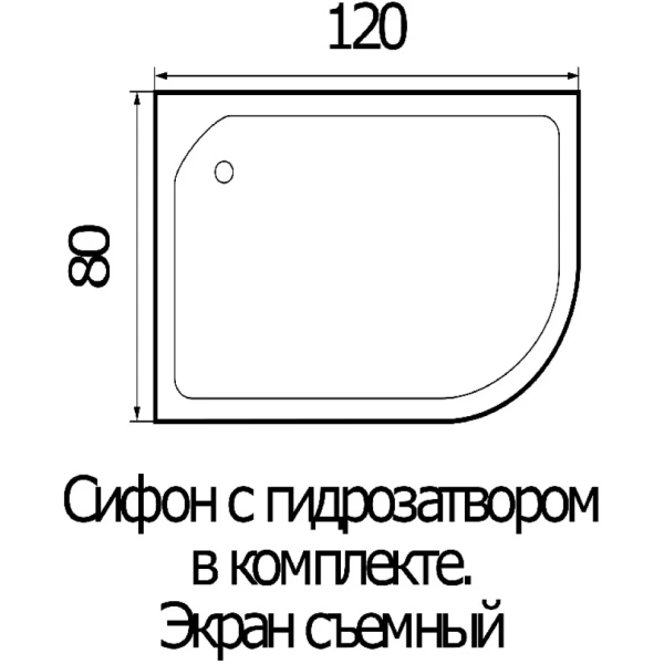 Акриловый душевой поддон (120х80) Wemor 10000002120 Левая