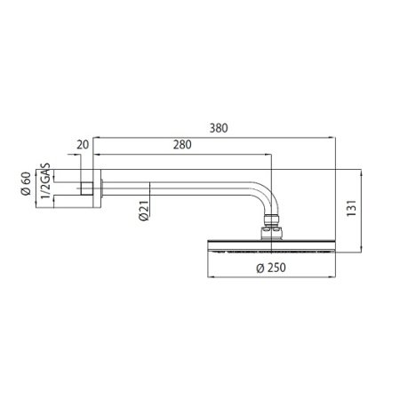 Верхний душ с кронштейном Bossini Elios H19412G.030 хром