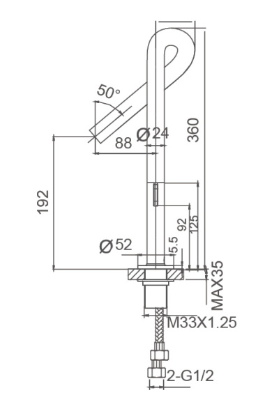 Смеситель для раковины WONZON & WOGHAND LOOP, черный матовый WW-112-00-508