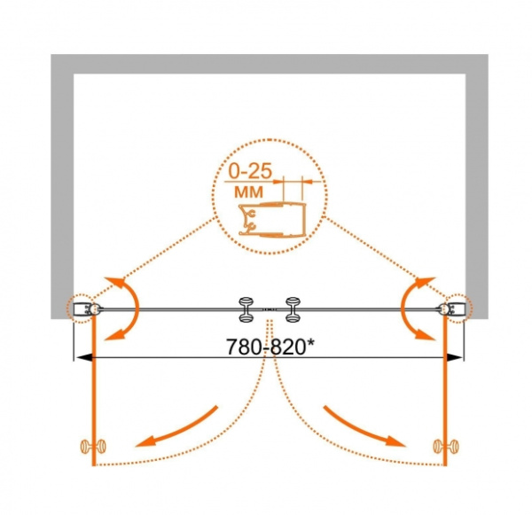 Дверь в нишу Cezares TRIUMPH-D-B-2-90-P-Cr