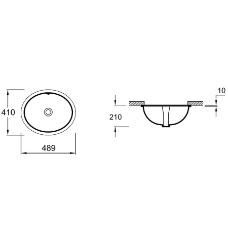 Раковина встраиваемая снизу (50х41) Jacob Delafon Caxton 49 E2210-0