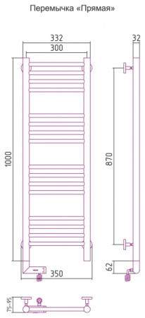 Полотенцесушитель Электрический Cунержа Богема 2.0 Левый (1000x300) Матовый БЕЛЫЙ 30-5204-1030
