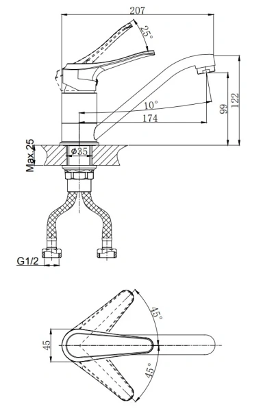 Смеситель для кухни RUSH Jawa JA0735-25