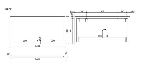 Зеркало с подсветкой Sancos  Square (160х80) SQ1600