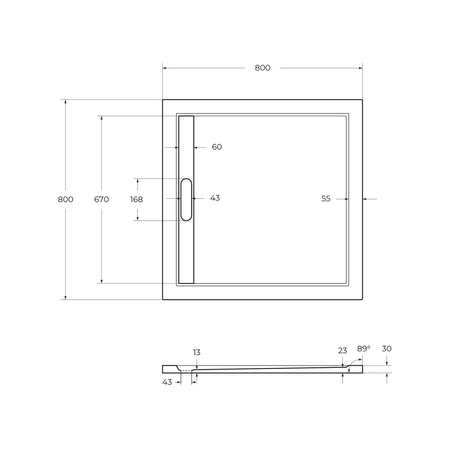 Поддон из искусственного мрамора (80х80) CEZARES TRAY-AS-A-80-30-W