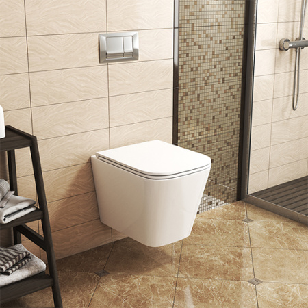 Унитаз подвесной безободковый OWL Vatter Ruta-H mini с сиденьем DP микролифт (Slim) OWLT190403S