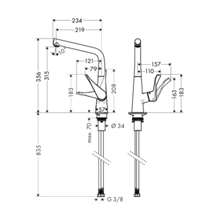 Смеситель для кухни Hansgrohe Metris 14823000