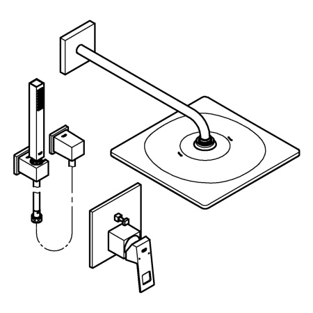 Душевая система со смесителем Grohe Eurocube Rainshower Mono 310 Cube 25238 000 (25238000) хром 