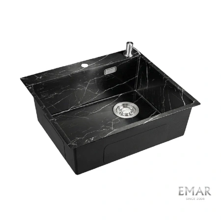 Кухонная мойка (56х50) EMAR EMB-560(TOP) Black Elegant