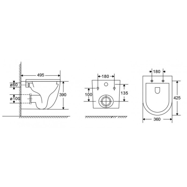 Комплект унитаза с инсталляцией Grossman Galaxy 97.4455SQC.01.210 с клавишей смыва