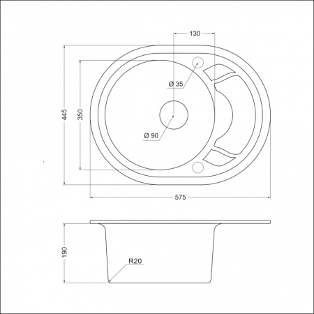 Кухонная мойка (57,5х44,5) EMAR EMQ-1575.C Барит