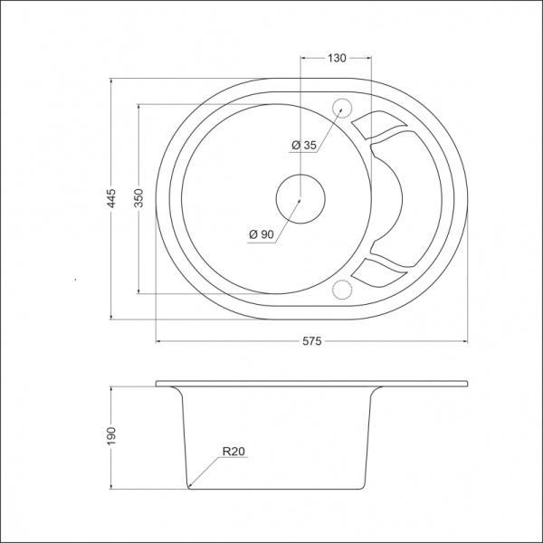 Кухонная мойка (57,5х44,5) EMAR EMQ-1575.C Морион