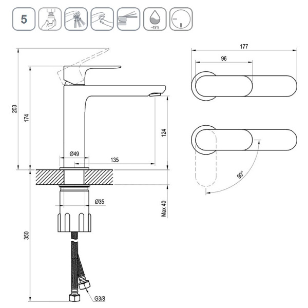 Смеситель для раковины Ravak Eleganta BeCool EL 012.21BLM X070411 черный