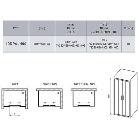 Душевая дверь Ravak 10° 10DP4 190 0ZKL0C00Z1