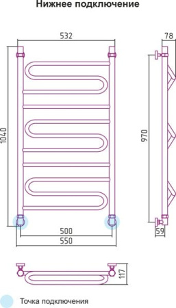 Водяной полотенцесушитель Сунержа Элегия 00-0105-1050