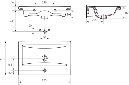 Раковина Misty Cersanit COMO 70  S-UM-COM70/1-w