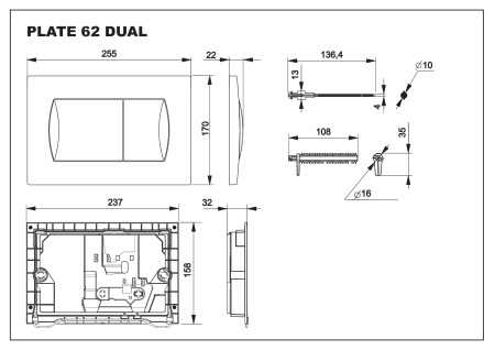 Панель смыва для инсталляции Roca Active 62B хром глянец 8901160B1