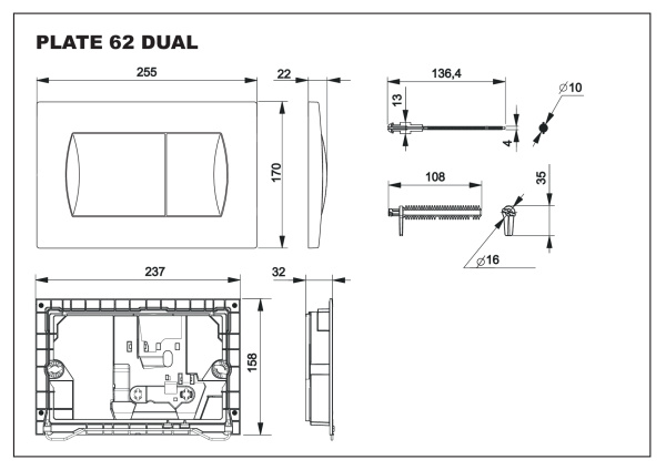 Панель смыва для инсталляции Roca Active 62B хром глянец 8901160B1