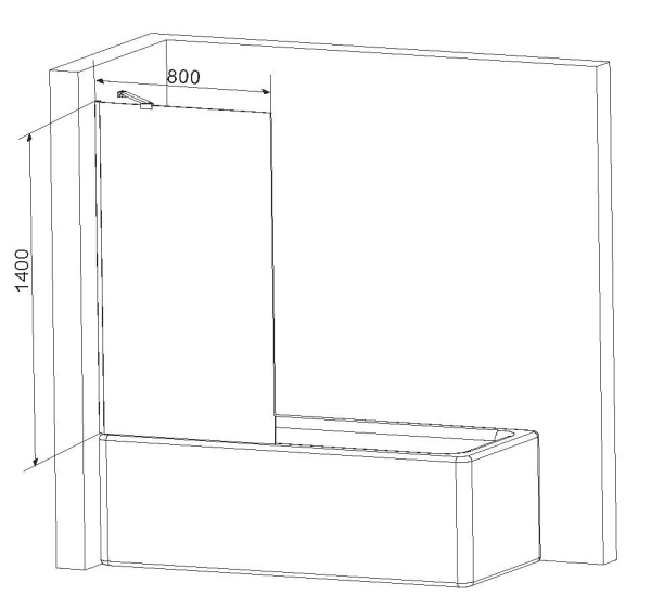 Шторка для ванны (140х80) Am.Pm Gem W90BS-080-140BT
