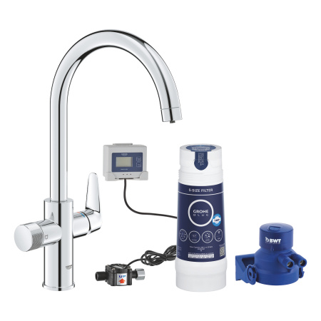 Стартовый комплект с фильтром S-Size GROHE Blue Pure BauCurve 30581000, хром