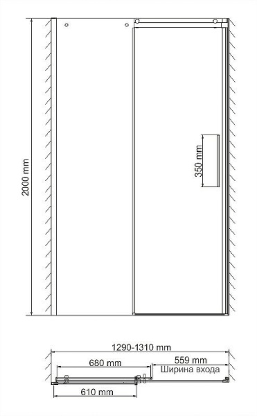Душевая дверь WasserKRAFT Dinkel 130 58R30