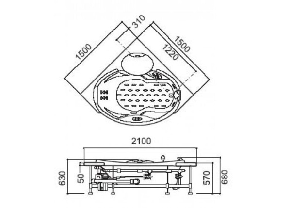 Акриловая ванна Jacuzzi Celtia 150x150 9F43-141A Акриловая ванна Jacuzzi Celtia 150x150 9F43-141A