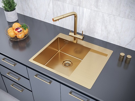 Кухонная мойка Paulmark Alster PM825951-BGL  брашированное золото левая