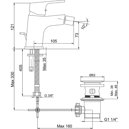 Смеситель для биде E.C.A. Tiera 102110195C1EX