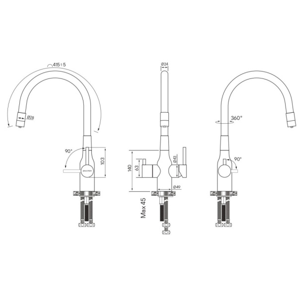 Смеситель для кухни с подключением к фильтру  Paulmark Salix Sa213419-CR