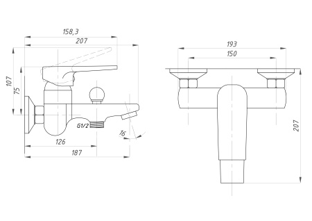 Смеситель для ванны с душем  ПСМ-Профсан Серия-400 PSM-400-1