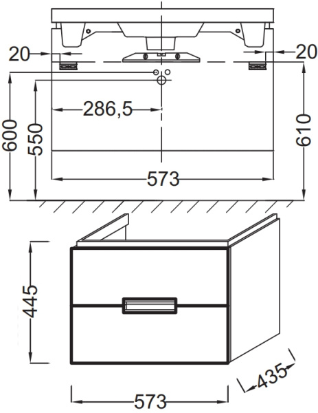 Тумба с раковиной Jacob Delafon Reve 60 E4802-00+EB1134-G1C