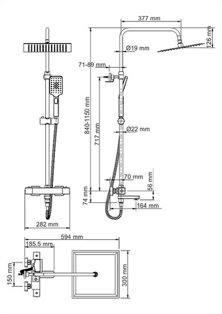 Душевая система с изливом WasserKRAFT A29901 Thermo