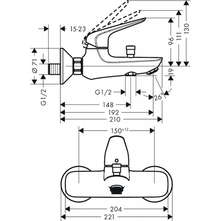 Смеситель для ванны Hansgrohe Novus 71042000