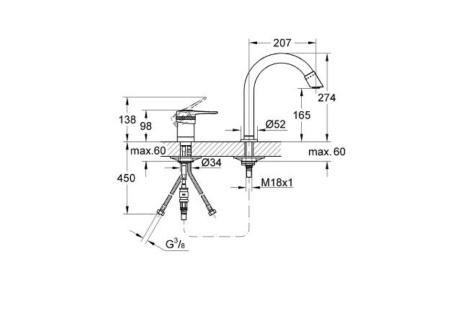 Смеситель однорычажный для мойки Grohe Europlus 33858000