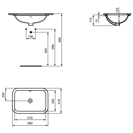 Раковина встраиваемая снизу Ideal Standard Connect (58x41)E506101