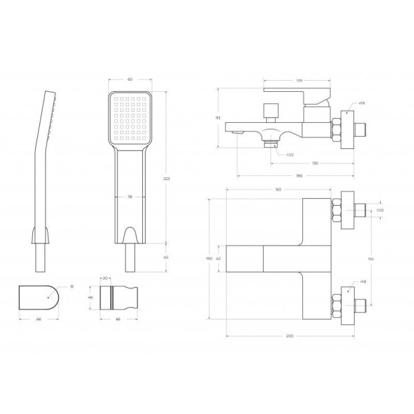 Смеситель для ванны BelBagno Romano ROM-VASM-CRM Смеситель для ванны BelBagno Romano ROM-VASM-CRM