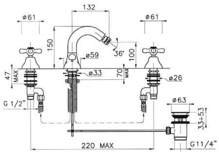Смеситель для биде Nicolazzi Nuova Brenta 2515BZ