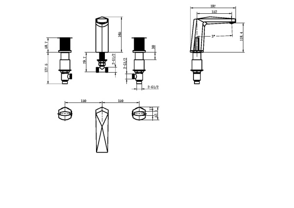 Смеситель для раковины Boheme Venturo 150-SGM-TOUCH