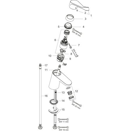 Смеситель для раковины без донного клапана Hansgrohe Focus 31914000 хром