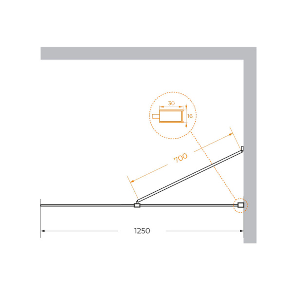 Душевая перегородка 125 см CEZARES LIBERTA LIBERTA-L-1-TB-125-C-Cr