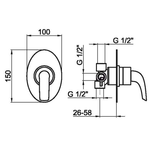 Смеситель для душа встраиваемый Webert Aria AC0680015, хром Смеситель для душа встраиваемый Webert Aria AC0680015, хром
