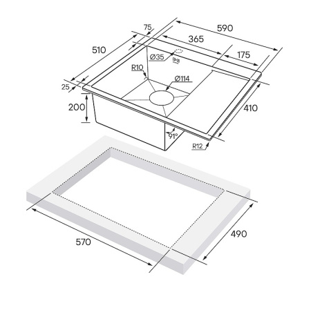 Кухонная мойка Paulmark  Flank PM225951-BSL брашированная нерж. сталь левая