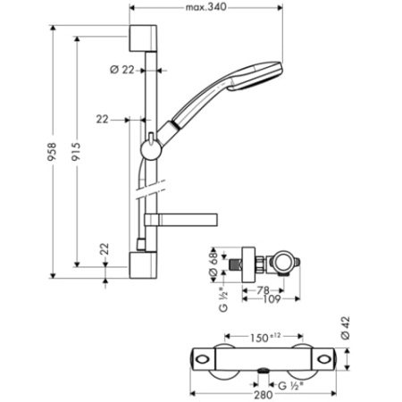 Душевой гарнитур Hansgrohe Croma Ecostat 27085000