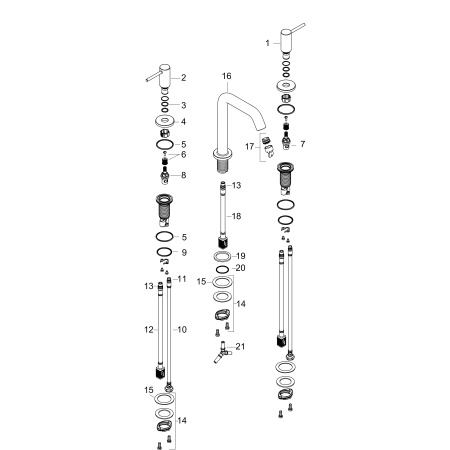 Смеситель для раковины на 3 отверстия с донным клапаном Push-Open Hansgrohe Tecturis S 73330700 белый матовый
