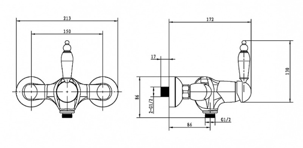 Смеситель для душа Boheme Tradizionale Chromo 264-BLC