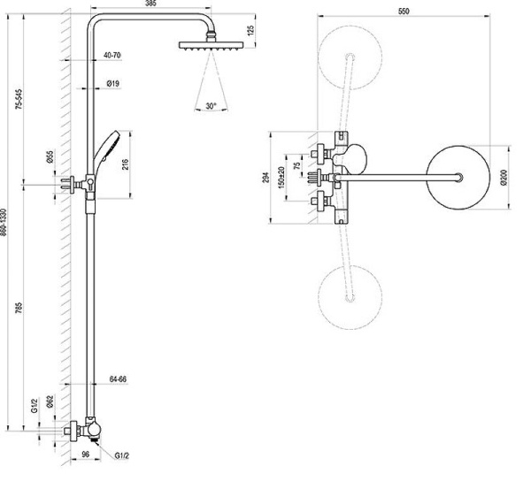 Душевая система Ravak TE 091.00/150 X070058 Душевая система Ravak TE 091.00/150 X070058