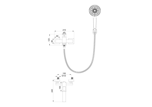 Смеситель для ванны с душем WONZON & WOGHAND FRAME, брашированное золото WW-88639010- BG Смеситель для ванны с душем WONZON & WOGHAND FRAME, брашированное золото WW-88639010- BG